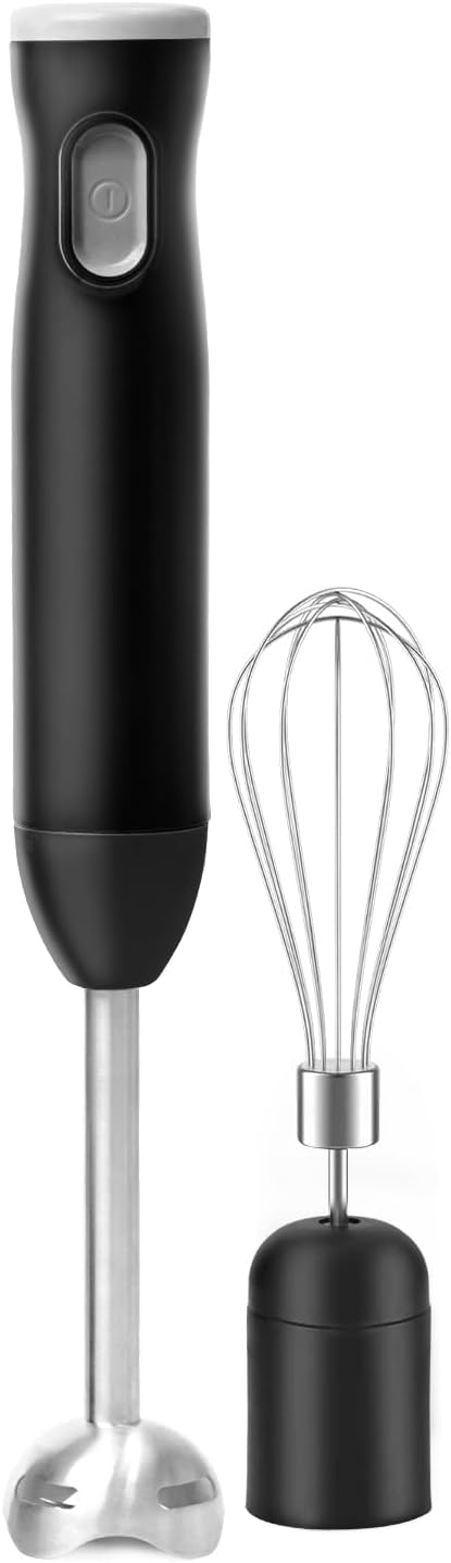 Cordless Immersion Blender with Egg Whisk and Chopper, Rechargeable Turbo Mode Hand Mixer, 2-in-1 Heavy Duty Portable