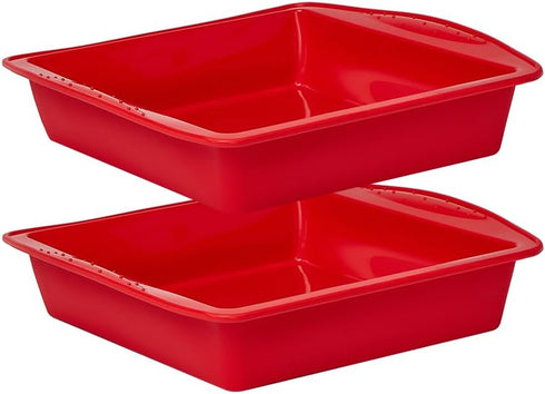 8 Inch Silicone Square Cake Pan, Nonstick Molds for Brownie, Cake, Bread, Pie, Lasagna (2 Packs)