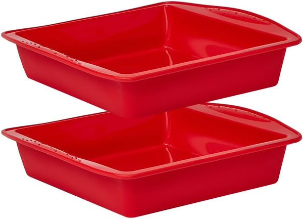 8 Inch Silicone Square Cake Pan, Nonstick Molds for Brownie, Cake, Bread, Pie, Lasagna (2 Packs)