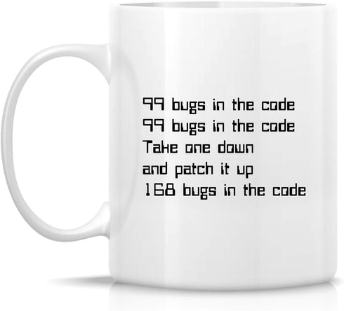 Retreez Funny Mug - 99 Bugs in the Code, 11 Oz Ceramic Coffee Mug, Sarcastic Gifts for Friends
