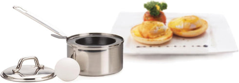 RSVP International Endurance Single Egg Poacher Set - Perfectly Poached Eggs with Stainless Steel Pan, Dishwasher Safe