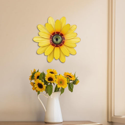 YEAHOME Sunflower Garden Decor, 11'' Metal Flower Wall Art for Kitchen, Bathroom, Indoor Outdoor