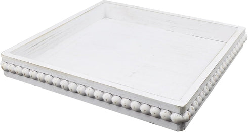 Hrastany Square Wood Decorative Serving Tray, Rustic Coffee Table Tray for Ottoman,Kitchen