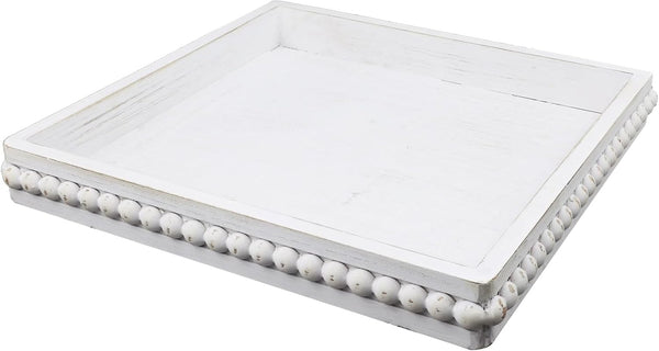Hrastany Square Wood Decorative Serving Tray, Rustic Coffee Table Tray for Ottoman,Kitchen