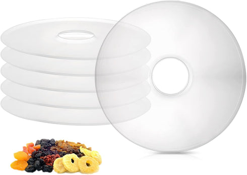 ZOOFOX 6 Pack Round Plastic Fruit Roll Sheets, Reusable Dehydrator Mats with Edges for Fruit Leather, Meat, BPA-Free