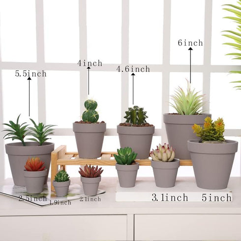 Yishang 1.9 Inch Tiny Grey Terracotta Pots, Pack of 36 Mini White Clay Pots with Drainage Holes