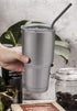Hiware 12-Pack Black Stainless Steel Straws, Reusable with Case - Metal Drinking Straws for 30oz and 20oz Tumblers,