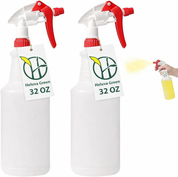 Heavy Duty 32oz Plastic Spray Bottles for Cleaning - Large Empty Industrial