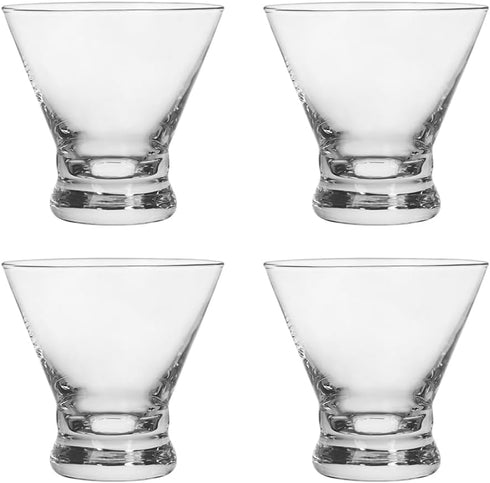 Set 4 8-Ounce Cinched Stemless Clear4Pcs) of Martini Glasses - Design Cocktail Glasses with Heavy Base, Construction