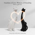 masteymoh Pack 2, (2 Cat Figurines of Black Resin Cat Statues Minimalist Modern Abstract Cat Sculptures for Bookshelf