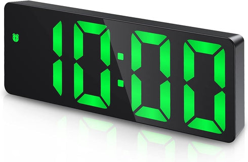 AMIR Alarm Clock, LED Desktop Clock with Temperature Display, Adjustable Brightness for Home (Plug Not Included)