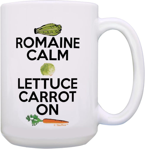 ThisWear Chef Gifts for Women, Romain Calm Lettuce Carrot On Cooking Gifts, 15oz Ceramic Coffee Mug with Handle