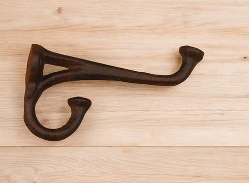Midwest Craft House 8 Rustic Cast Iron Coat Hat Wall Hooks for School, Farm, Towel, Bath, Kitchen