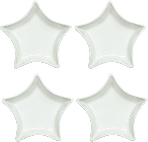 Set of 4 Star Shaped Ceramic Sauce Dishes, Multipurpose Appetizer Plates, Sushi Dipping Bowls