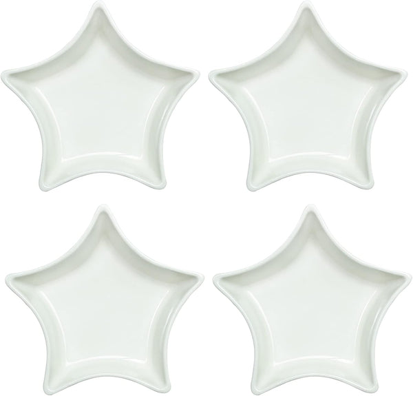 Set of 4 Star Shaped Ceramic Sauce Dishes, Multipurpose Appetizer Plates, Sushi Dipping Bowls