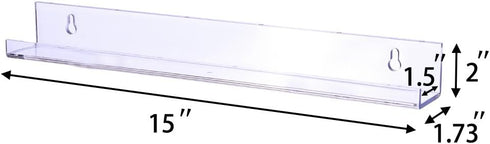 8 Pack 15 Inch (8 Pack) Sooyee Acrylic Invisible Kids Floating Bookshelf for Kids Room,Modern Picture Ledge Display Toy