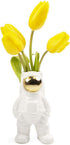 CHIVE - Astronaut Shape Vase, Simple Modern Flower Bud Planter, White and Gold (Medium)