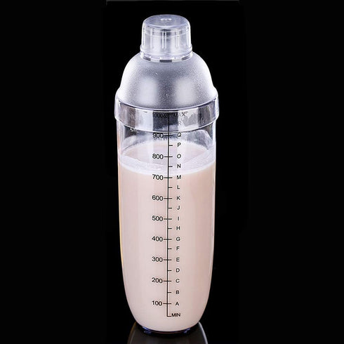 FEOOWV Plastic Cocktail Shaker, Transparent Drink Mixer Hand Shaker Cup with Scales, 33 oz / 1000cc