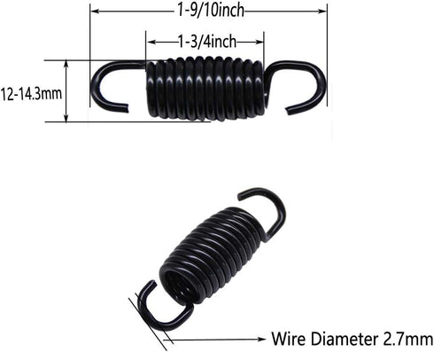 Yoogu (Pack of 8) 1-9/10 Inch Overall Length Tension Springs for Recliner Sofa Bed, Black (12 Turn)