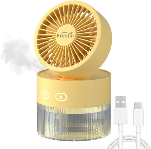 Personal Cooling Fan and Small Air Humidifier 350ml with LED Night Light, USB Charging for Office