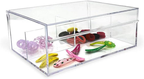 Isaac Jacobs Multi-Sectional Tray Organizer with Lid (6.7" L x 8.6" W x 3.4" H), 3-Compartment Storage for Makeup,