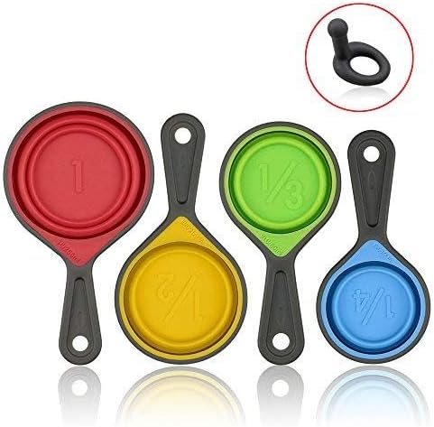 leepiya Measuring Cups and Spoons Set, Collapsible 8 Piece Measuring Tool, BPA Free Silicone, Colorful