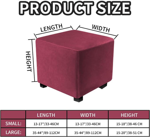 S/Length&Width:13-18"/Height:15-18",Wine Ottoman Covers Slipcover Square Ottoman Covers Protector for Footrest Foot
