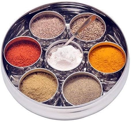 7 8 8 3 Inches Large Stainless Steel Masala Dabba Spice Container Box with Shelves x x