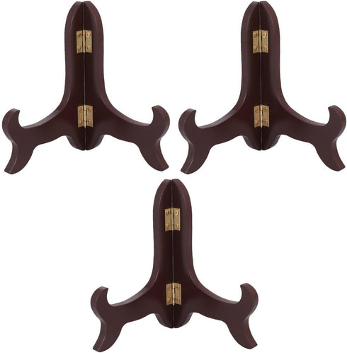 PRETYZOOM 3pcs Wooden Plate Stands for Display: 5 Inches Easel Display Holder, Table Top Easels for Photos