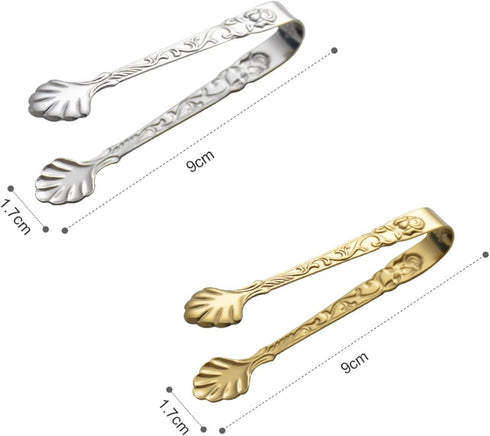 2Pack Rose Handle Sugar Tongs - Vintage Stainless Steel Ice Cube Clips for Tea, Coffee, and Appetizers