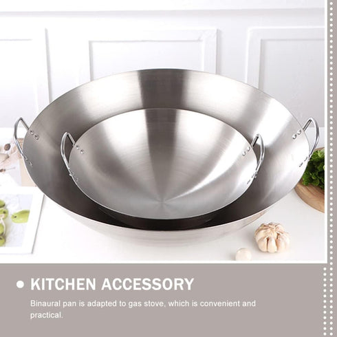 DOITOOL Stainless Steel Wok, 11 Inch Non-Stick Frying Pan, Dual Handle Kitchen Cookware
