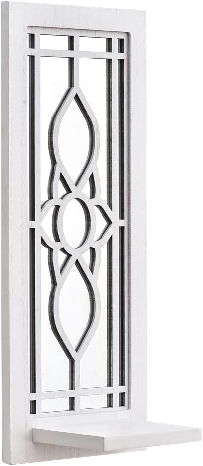 Pibeyer Set 2, Rustic Wall Candle Holder of Wooden Mirrored Candle Sconces, Farmhouse Home Wall Decor for Living Room