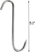 Tinsow 4 PCS Stainless Steel Meat Hooks - 5.1 Inch S-Hook for Butcher Hook, Pot Hooks, Hanging Drying BBQ Grill