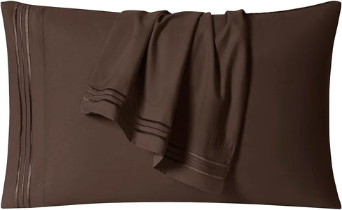 Clara Clark Premier 1800 Series Bed Sheet Set, 4pc, Queen, Chocolate Brown