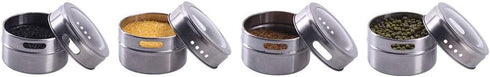 Sanvcomy 12 120 Powerful Magnetic Spice Tins- Stainless Steel Spice Storage Containers, Kitchen Spice Jars with Clear