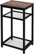 Side Table with 2-Tier Mesh Shelves, Open Shelves Small End Table, Industrial