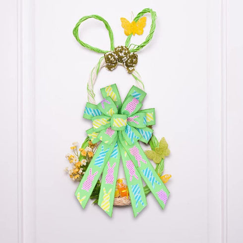 Easter Large Wreath Bows, Spring Bunny Rabbit Bows for Wreath Decoration, Multilayer Bows for Home Door Decor