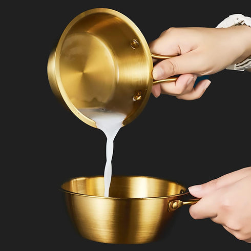 2Pcs 304 Stainless Steel Makgeolli Bowls, Korean Traditional Round Rice Bowl with Handle, Hiking Soup Dish (Large: 20oz)