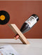 Black Walnut Single Wine Bottle Holder Stand - Self-Balancing Countertop Wine Rack for Dining Table (1PCS)