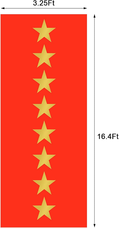 Timgle Disposable Red Plastic Carpet Runner, 3.28 x 16.4 ft, with Golden Star for Party, Wedding Theme Decoration