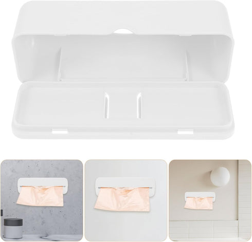 Luxshiny Wall-mounted Plastic Bag Holder, Trash Bag Dispenser, Easy Hanging Organizer for Home Kitchen