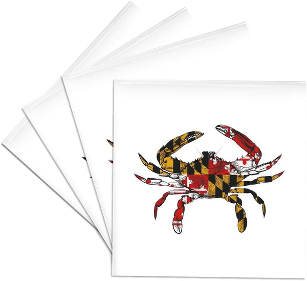 3dRose cst_193242_3 Maryland Crab Flag Ceramic Tile Coasters, Set of 4