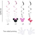 30Ct Minnie Hanging Swirl Decorations - Ceiling Streamers for Mouse Birthday Party, Glitter Pink, Black Decor