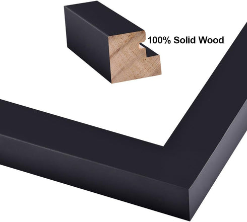 RPJC 11 x 14 Picture Frames - Solid Wood with High Definition Glass, Display 8x10 with Mat or 11x14 Without Mat