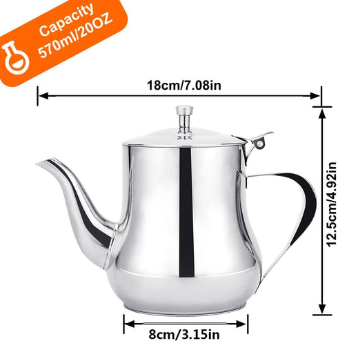 SANQIAHOME 570ml (20Oz) Stainless Steel Small Teapot