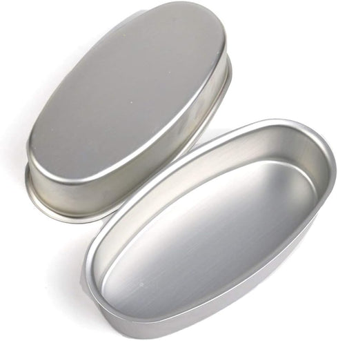 2 Pack Non-Stick Pro Bakeware Loaf Pans, 8in Oval Shape Aluminum Cake Pan for Home Kitchen, Bakery Breads