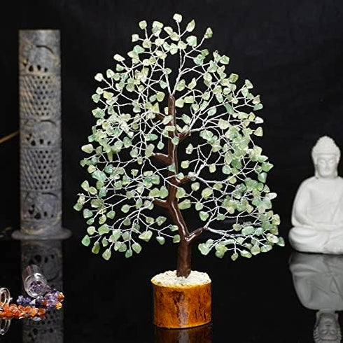 Green Jade Crystals Tree of Life Decor - Healing Crystals Spiritual Gift for Home & Office Decor