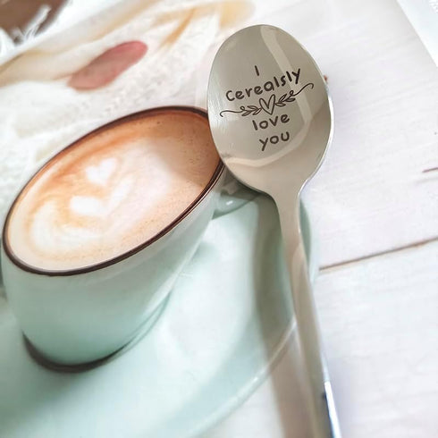 I Cerealsly Love You Gift Spoons for Husband Wife, Christmas Birthday Gifts for Cereal Lover