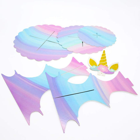 3 Tier Unicorn Cupcake Stand, Pink Purple Cardboard Cake Stand for Birthday Baby Shower Party Decorations
