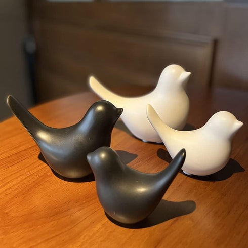 NWFashion Ceramic Animal Figurines, Modern Style Birds Decorative Ornaments for Desktop Display (Black Bird)
